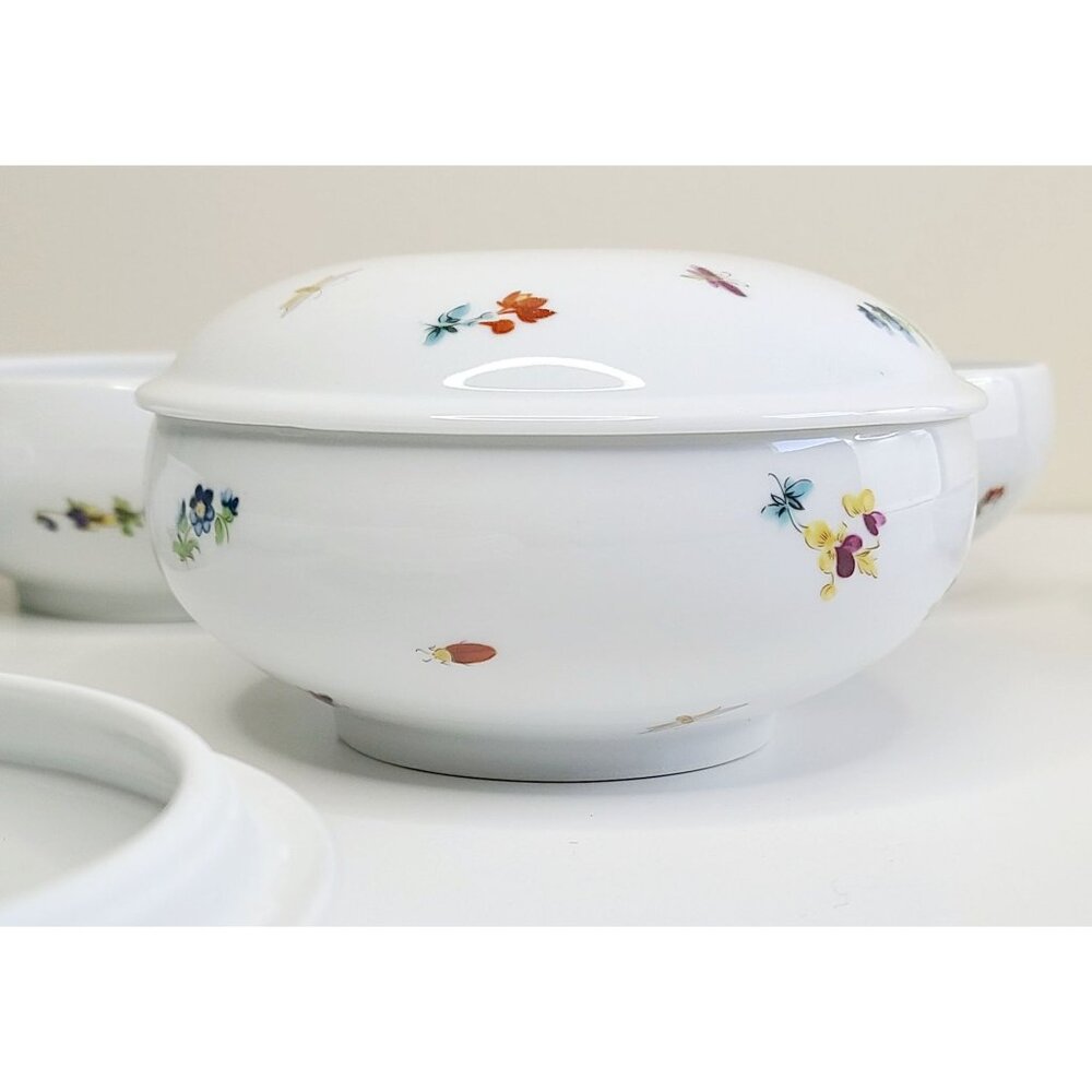 Limoges Chamart Porcelain Bowls With Lids Floral & Insect Trinkets set of 4 - Picture 4 of 16